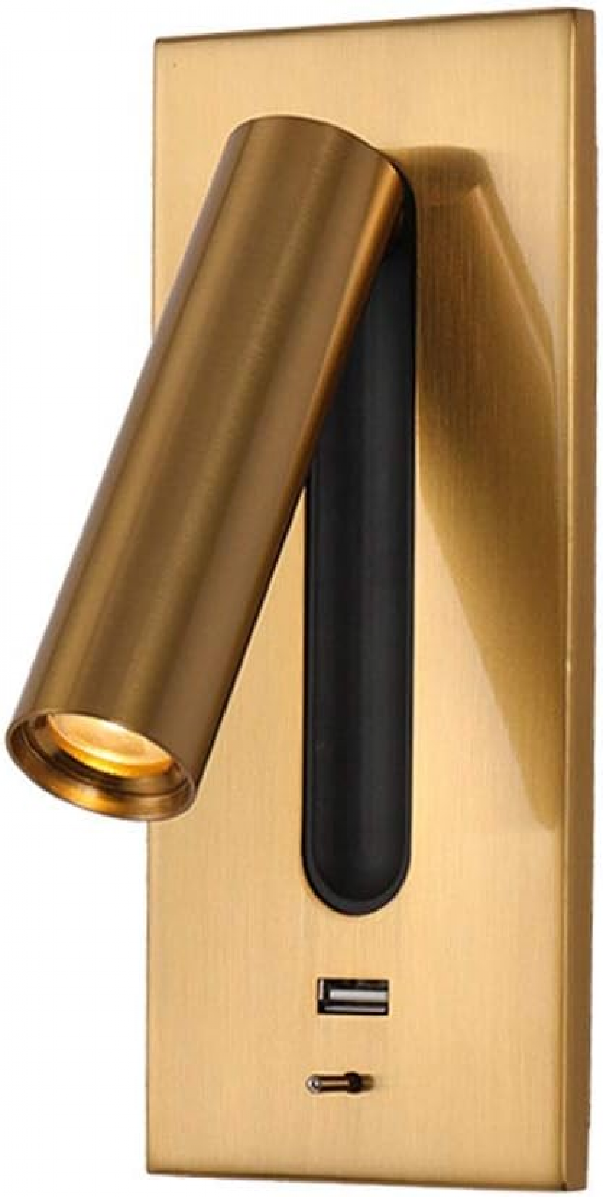 Lampa ścienna LED do czytania ze zintegrowanym interfejsem USB, idealna na stoliki nocne, ciepłe światło 3W (kolor mosiężny)