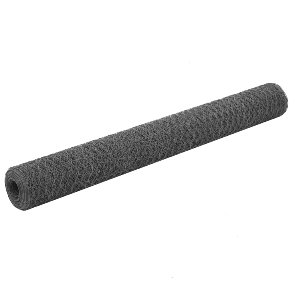 Ogrodzenie z siatki, stal i PVC, 25x1,2 m, szare vidaXL
