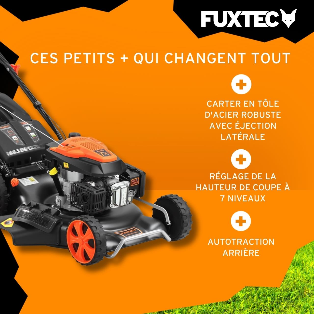 Tondeuse à gazon thermique autotractée FUXTEC FX-RM5396 – 196 cm³ – 53 cm – 6CV – Bac 70L - 4