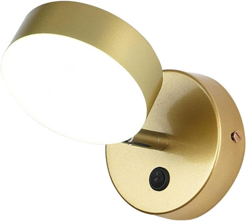 5W LED Kinkiet Wewnętrzny Regulowany Kąt Trzy Kolory Nowoczesny Styl do Sypialni i Salonu (Okrągły)