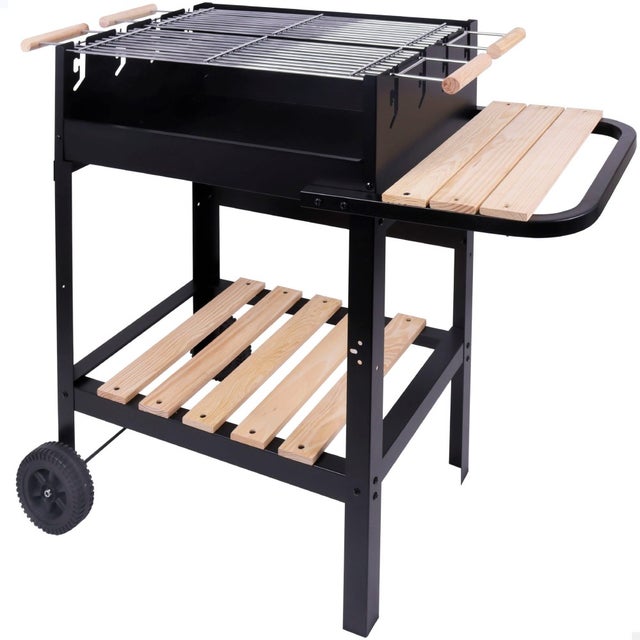 Grill Aktive Barbacoa Carbón Madera Podwójny Regulowany Ruszt Czarny