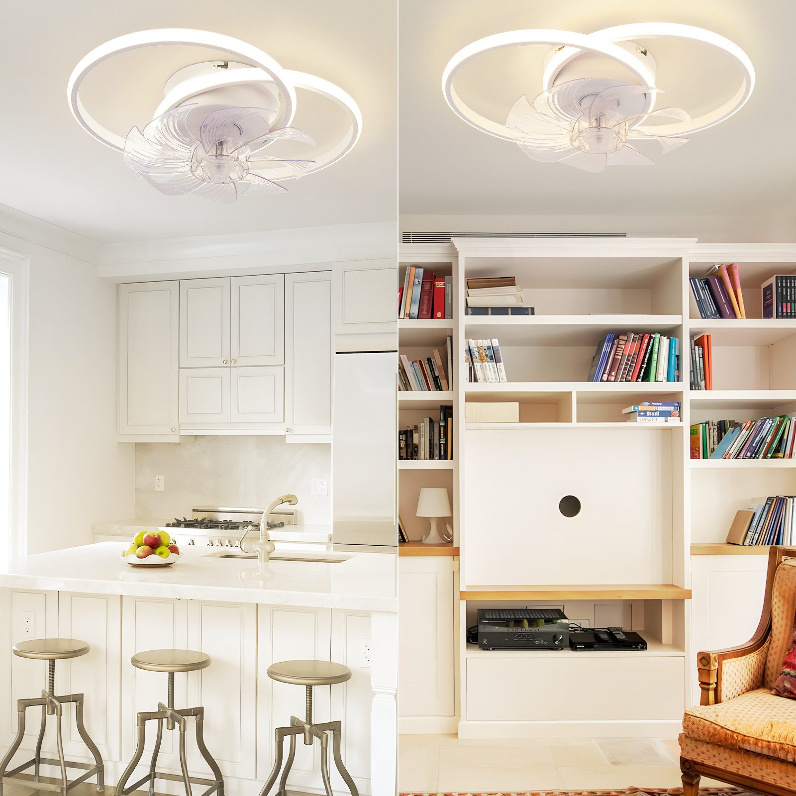 ZMH Plafonnier Ventilateur LED 36W Blanc Télécommande Silencieux 3 Température de couleur 6 Vitesses Pour Salon Salle à Manger Enfant - 6