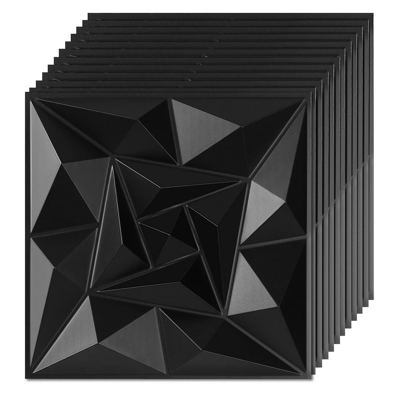 Naklejki ścienne 3D, wodoodporne i odporne na wilgoć, opakowanie 12 sztuk, 50 x 50 cm, czarne