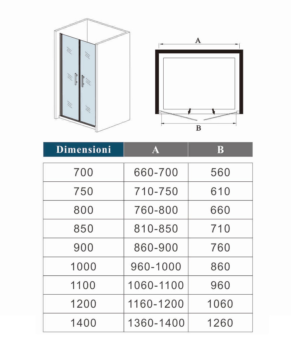 80x195cm Box Doccia Per Nicchia Doppia Porta Battente Saloon In Vetro 6mm Temperato Satinato Anticalcare - 7