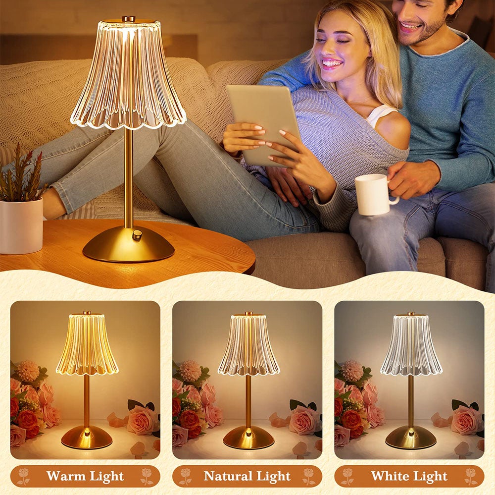 Lampe de chevet 3 couleurs, lampe de chevet à intensité variable, lampe de table sans fil, lampe rechargeable - 3