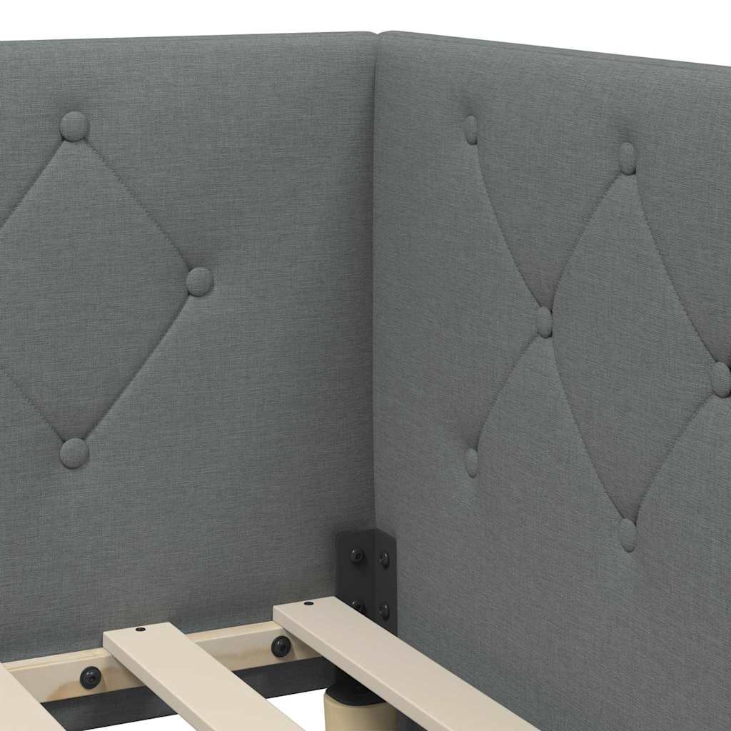 Cadre de lit d'angle en tissu gris foncé pour la chambre, 90 × 190 cm - 8