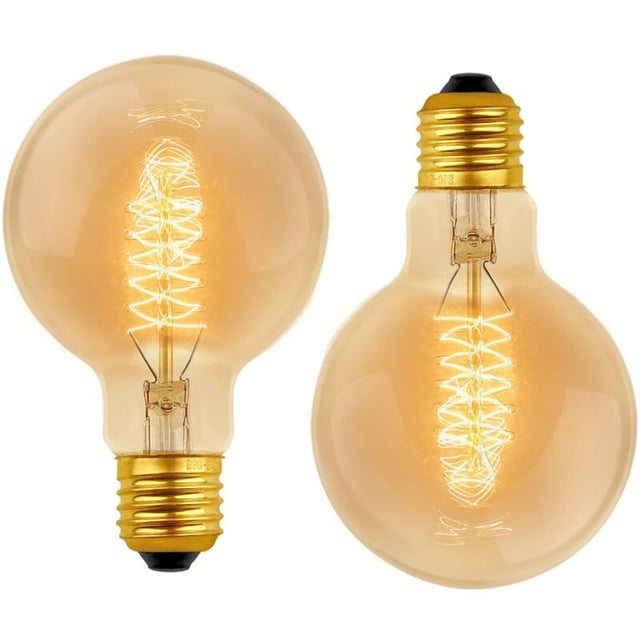 Lot de 2 Vintage G80 E27, 40W Blanc Chaud 2700K, AC 220V, Ampoules de Décoration à Incandescence Rétro E27 Spirale Tungstène Filament Lampe
