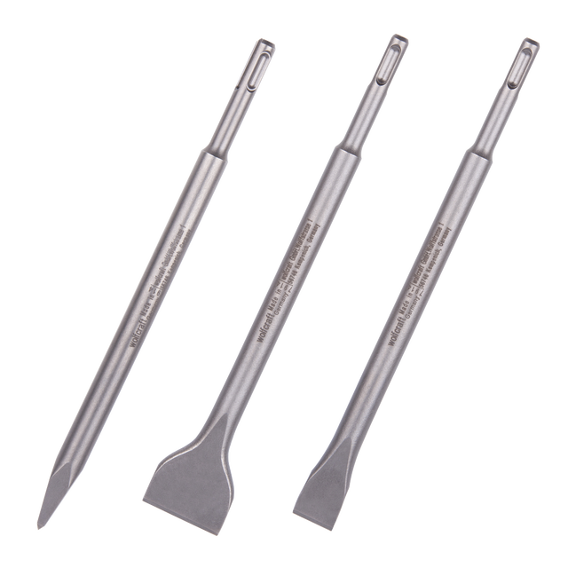 Kit de 3 Burins avec queue SDS-Plus - Diamètre 14, 20, 40 mm - wolfcraft 7914000