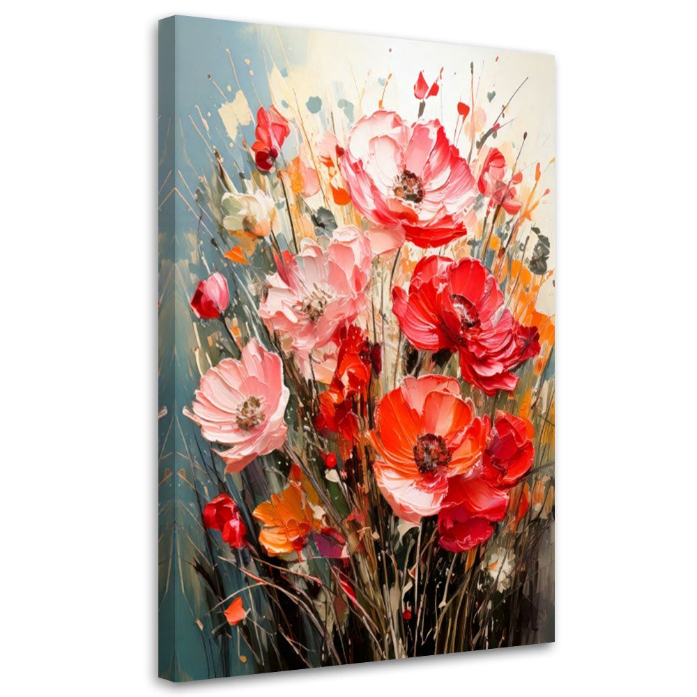 Obraz nowoczesny, Kwiaty Maki Impasto 70x100