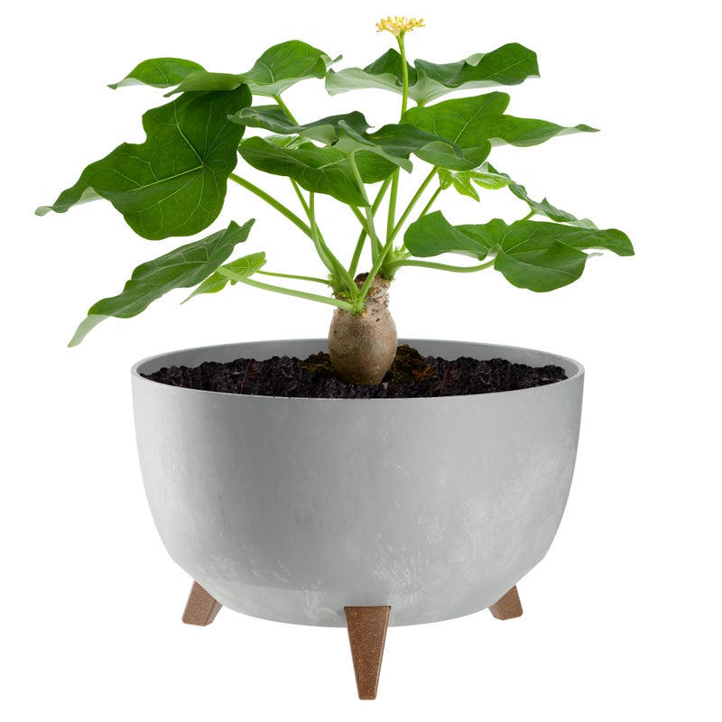 DONICZKA DONICA NA KWIATY 33cm OSŁONKA + WKŁAD NÓŻKI KOREK KWIETNIK SZARY