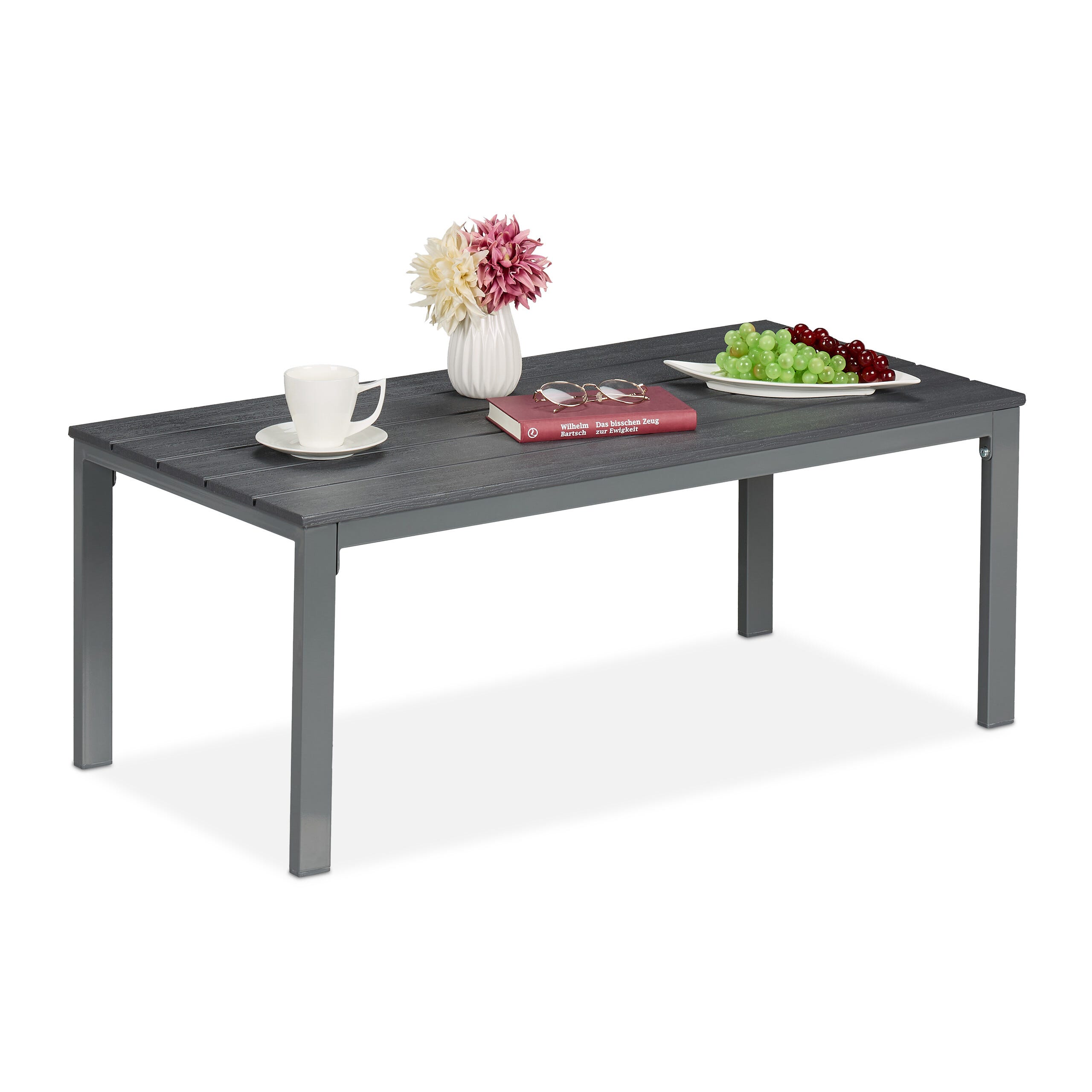 Relaxdays Table basse de jardin, résistante aux intempéries, aussi pour ...