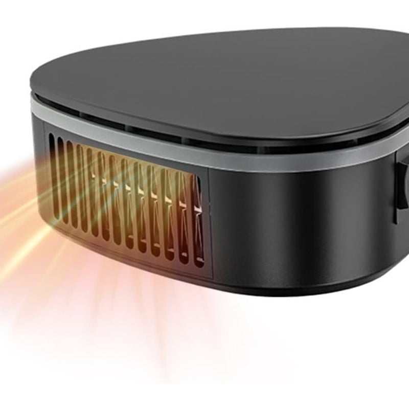 Ogrzewacz samochodowy, 12 V, 150 W, termowentylator samochodowy, 2 w 1, obrotowy 360°, z obrotową podstawą (czarny)