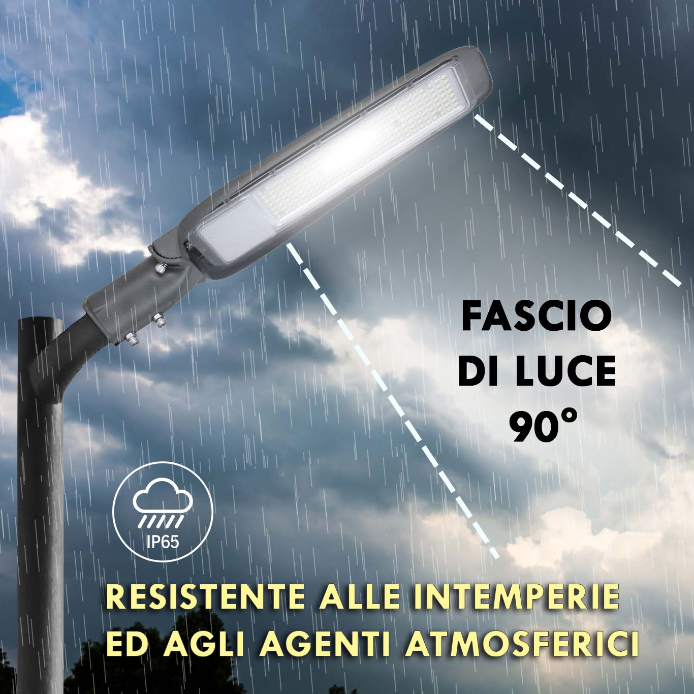 Luminaire de rue IP65 lampadaire LED inclinable 180 6500K éclairage sentiers jardin 10000lm 230V 100W - 4
