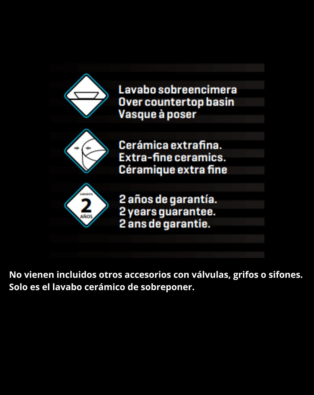 Lava-loiça de bancada em cerâmica branca brilhante | Lavatório de casa de banho para bancada retangular | 51cm x 35cm | Branco brilhante - 2