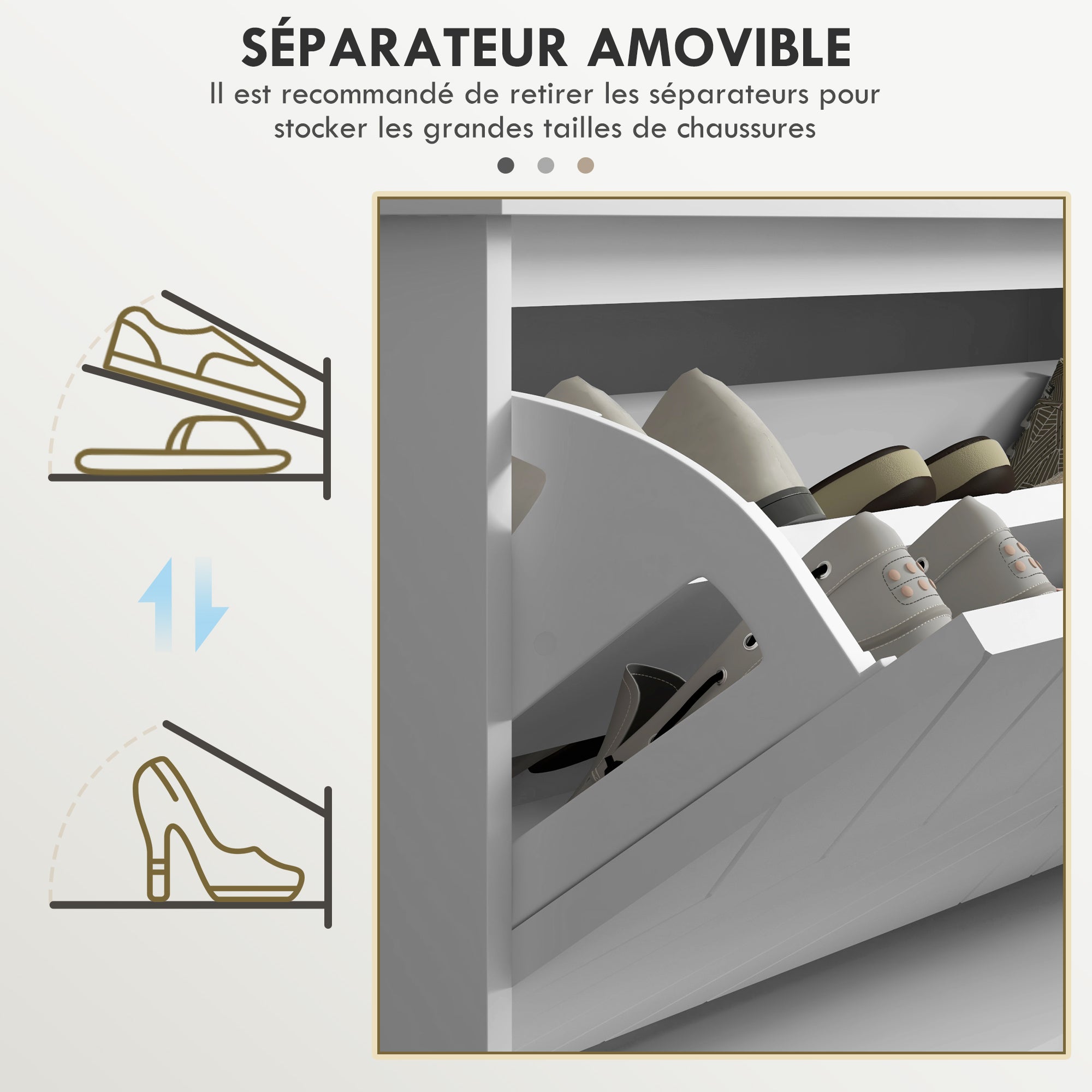 Rangement Banc à chaussures avec tiroir rabattable coussin d'assise et étagère réglable 100 x 26 x 48 cm - blanc - 8