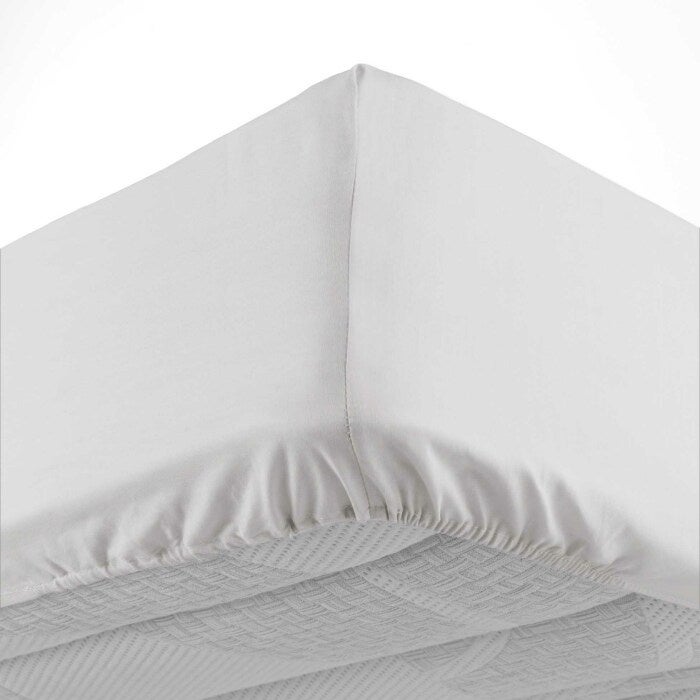 Drap housse 2 personnes 140 x 190 cm uni 57 fils lina Blanc - 2
