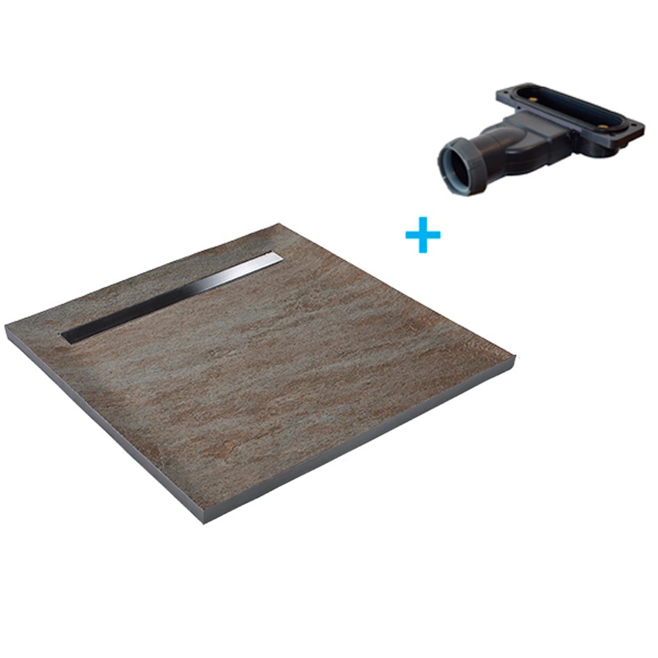 Plato de ducha de piedra natural con canaleta 90 x 90 cm - cuprus