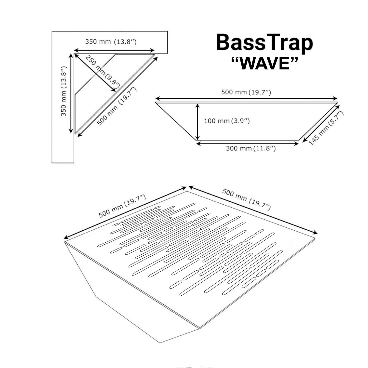 Lot de 2 Pièges à basses WAVE acoustiques insonorisants 50x50x10 cm -MDF perforé laminé et mousse acoustique -Sonoma - 6