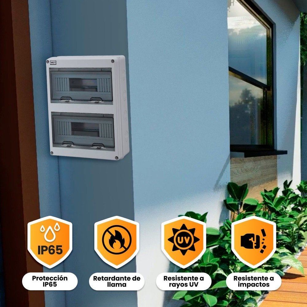 Caixa estanque com calha DIN para 24 módulos IP65 - 6