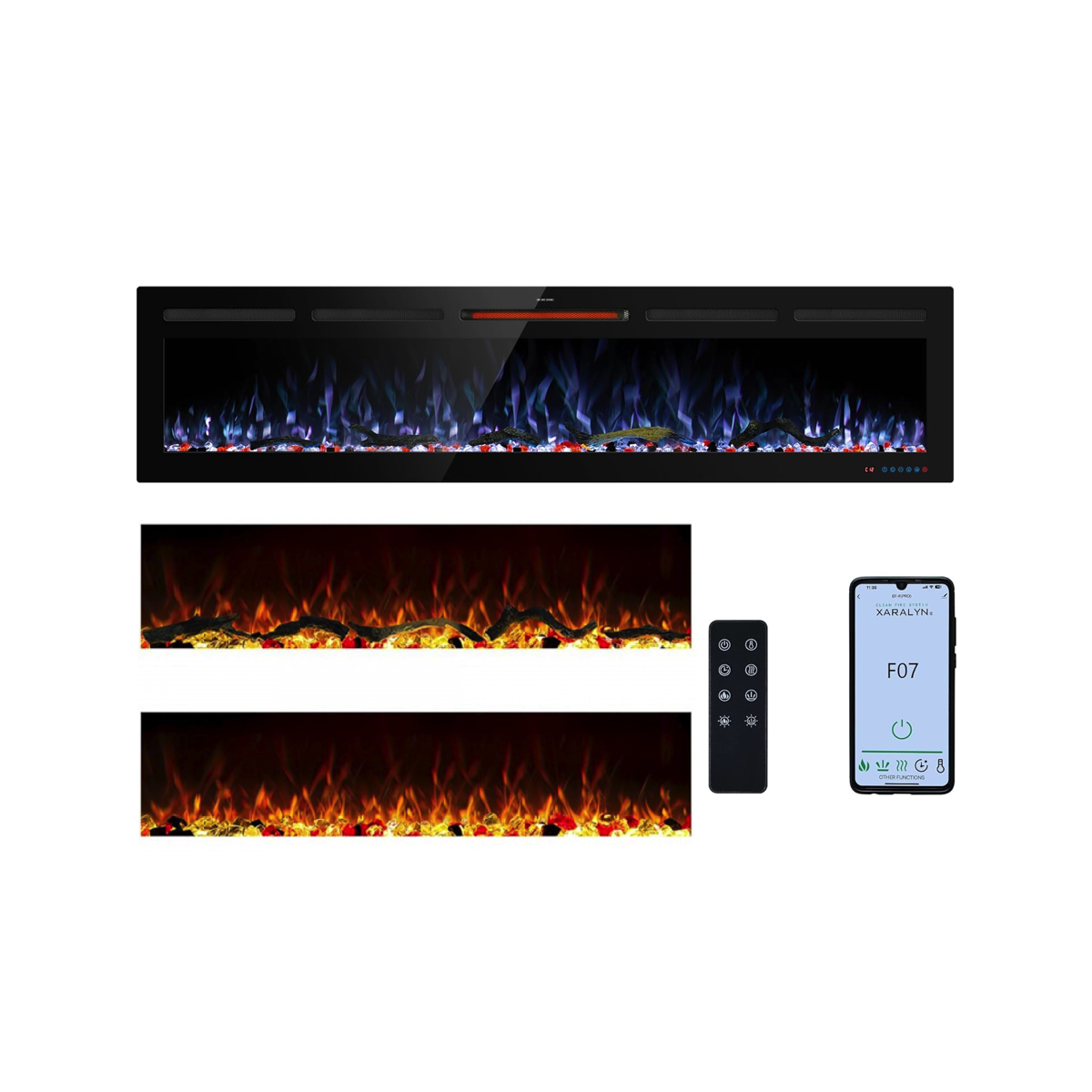 Camino Elettrico Mystflame Crystal Wi-Fi - 183 Cm, 12 Colori Fiamma, Riscaldamento 1500W - Foto 7