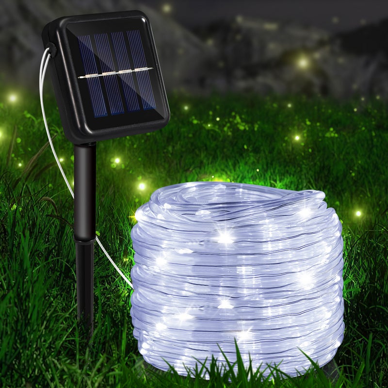 Guirlande Lumineuse Solaire Extérieur 22M 150 LED - IP65 Étanche, 8 Modes, Blanc Chaud, Pour Jardin