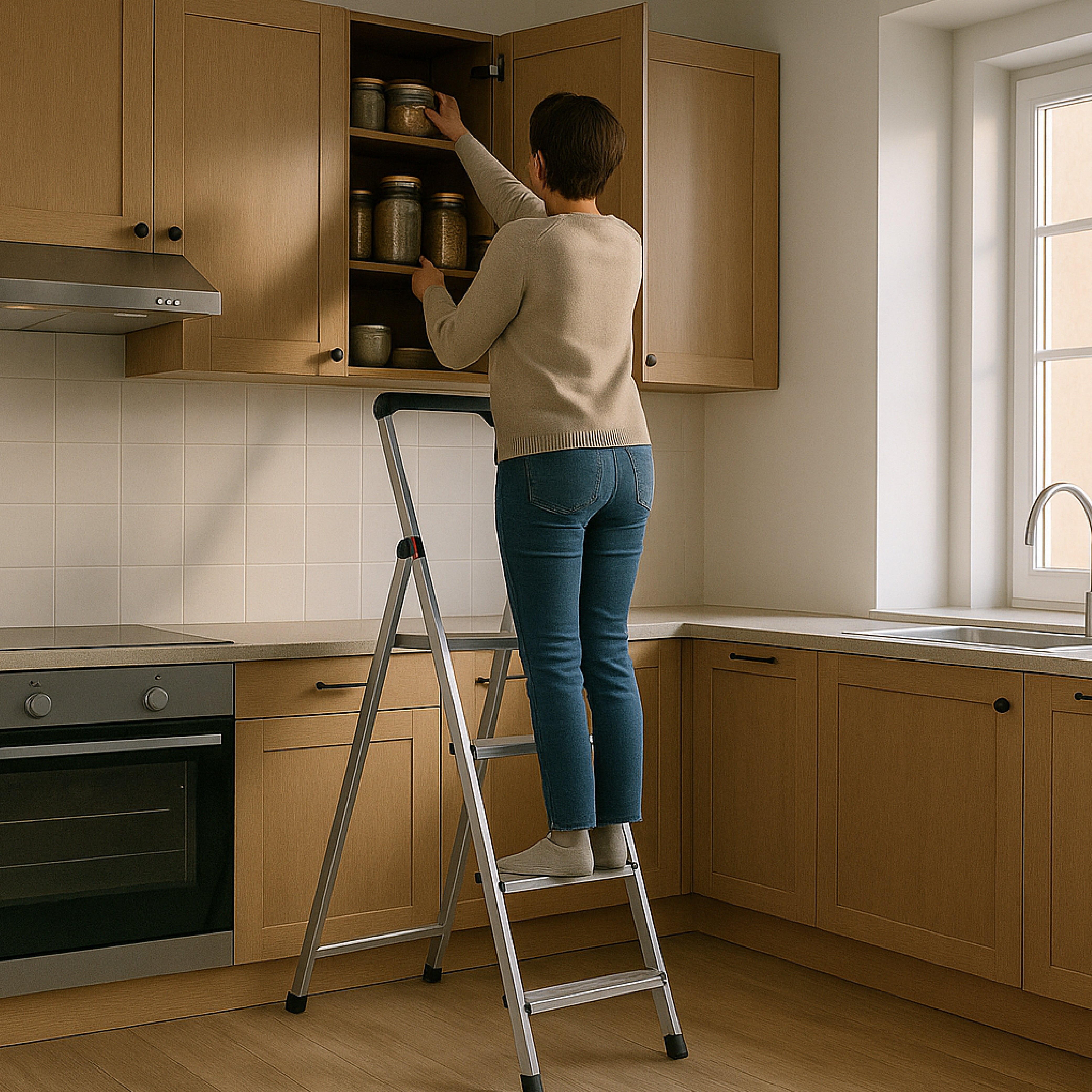 Scaletta Pieghevole A 4 Gradini In Alluminio - Portatile, Antiscivolo, Portata 150kg