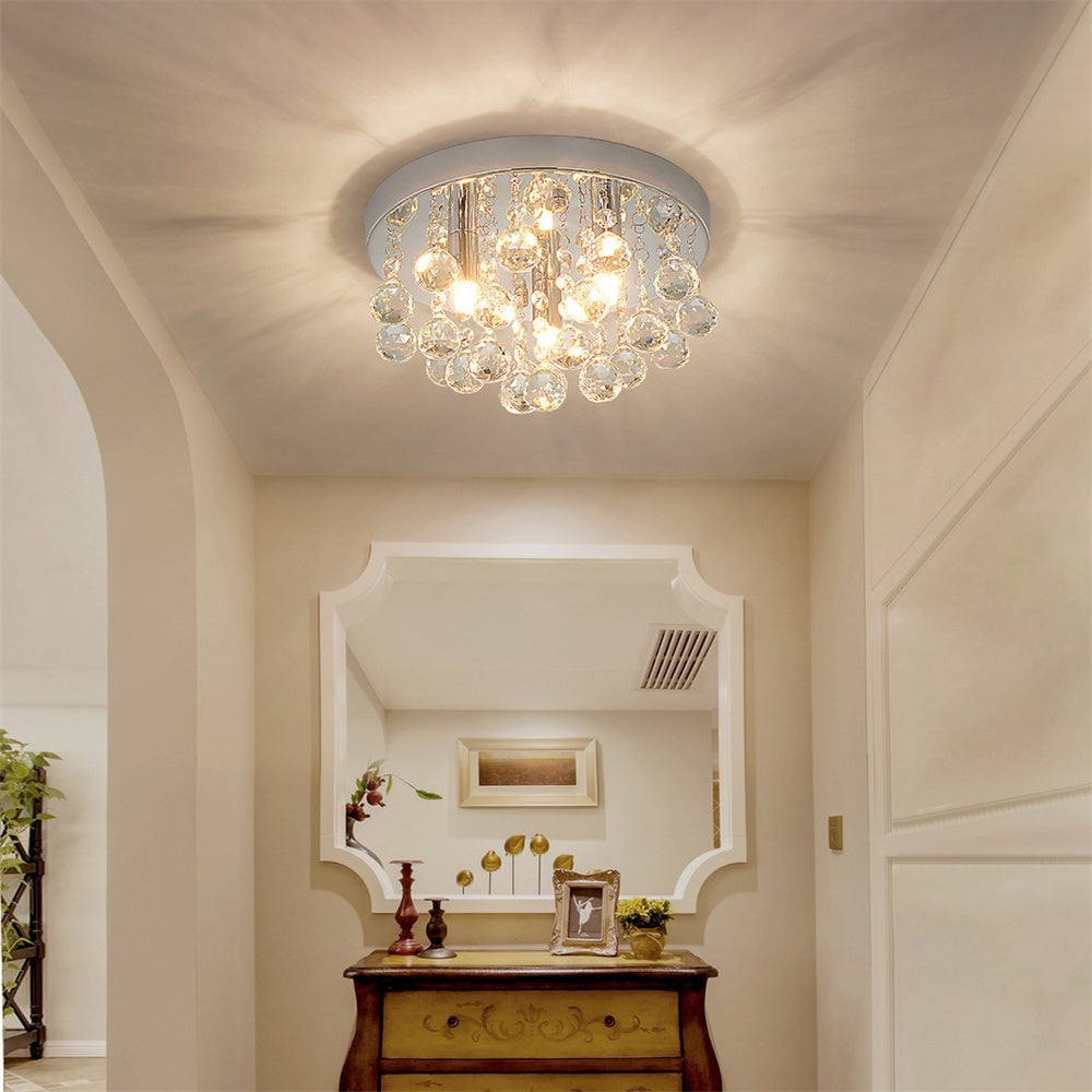 Lampadario moderno in cristallo da 30cm-Lampadario G9, intarsiato con cristalli scintillanti,adatto per soggiorno, camera da letto-senza fonte di luce - 4