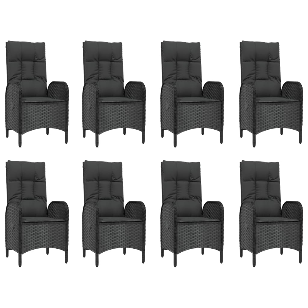 Mobile da pranzo da giardino in 9 pezzi e cuscini in resina intrecciata nera 02_0014834 - 2