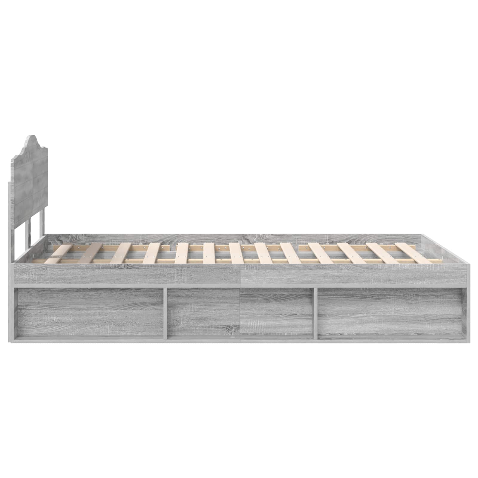Cadre de lit en bois de pin massif gris pour la chambre, 120 × 190 cm - 8