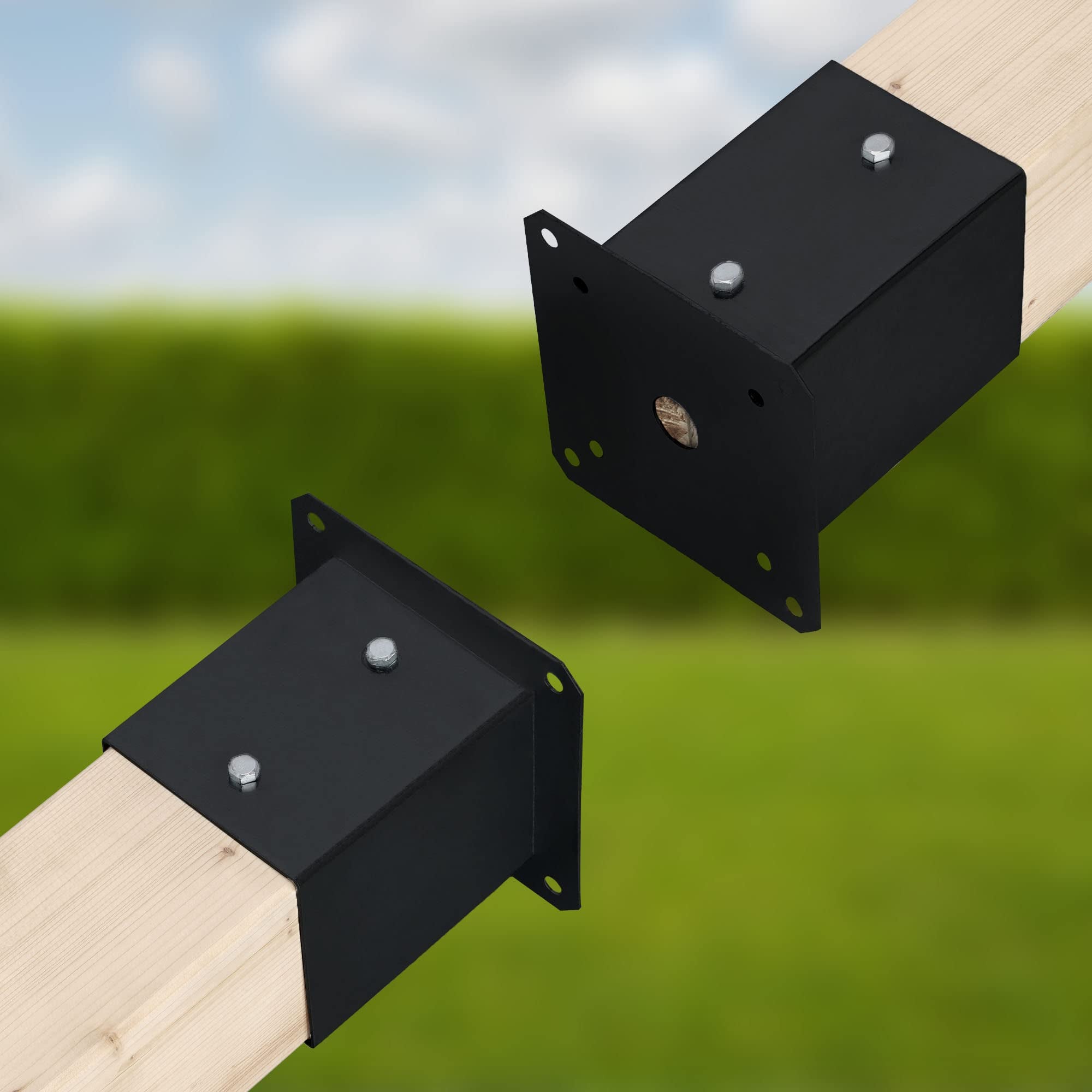 Support Poteau Bois - Acier Revêtu par Poudre - 140 x 140 mm - Noir - Pied de Poteau - Fixation Robuste - Résistant à la Corrosion KOTARBAU - 5