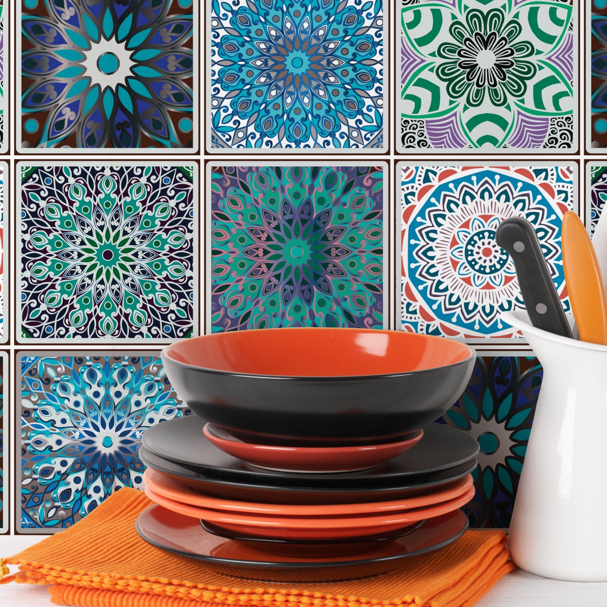 9 adesivi piastrelle boemo Coatzin - Sticker adesivo - adesivi murali - 9stickers10x10cm - 4