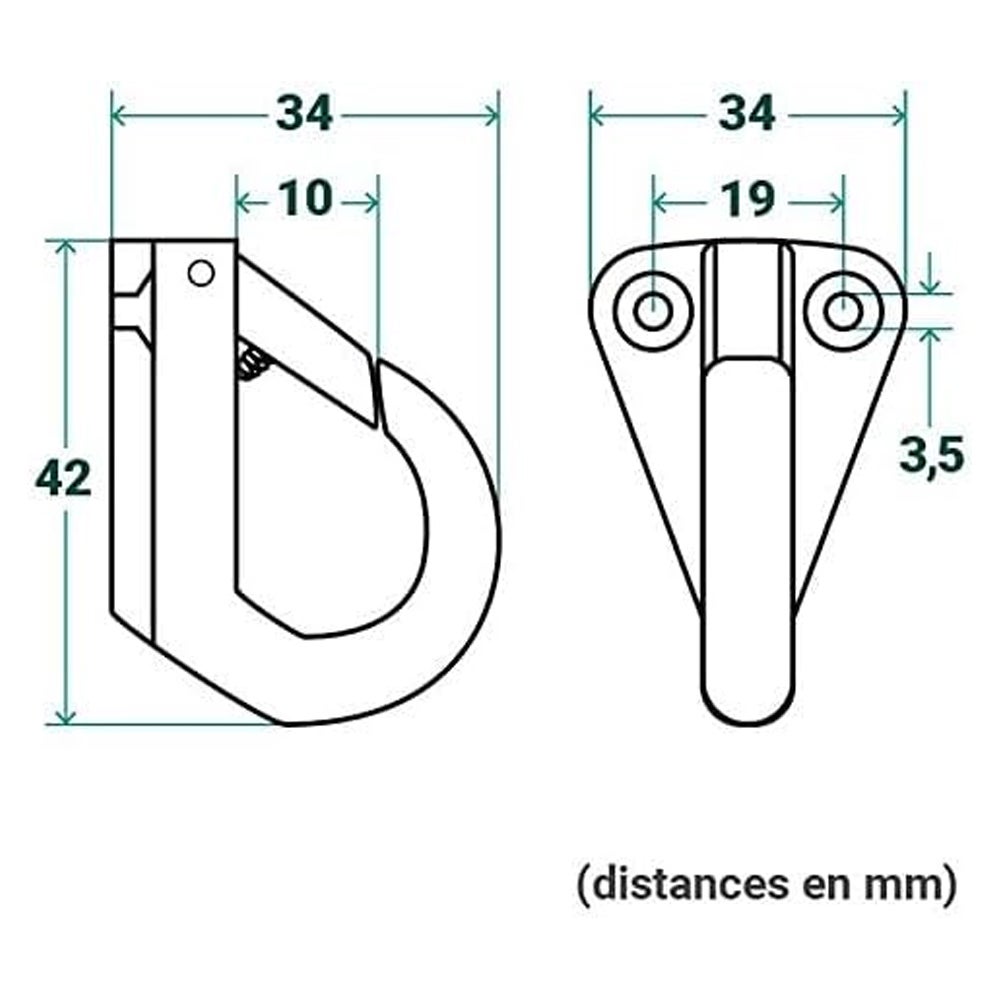 5x mousquetons sur platine inox - Mousquetines - ∅ jusqu'à 10 mm - 2