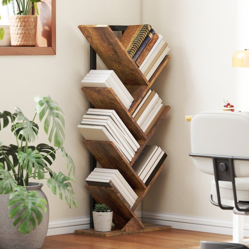 Bibliothèque étroite, autoportante, en forme d'arbre, 7 étagères ...