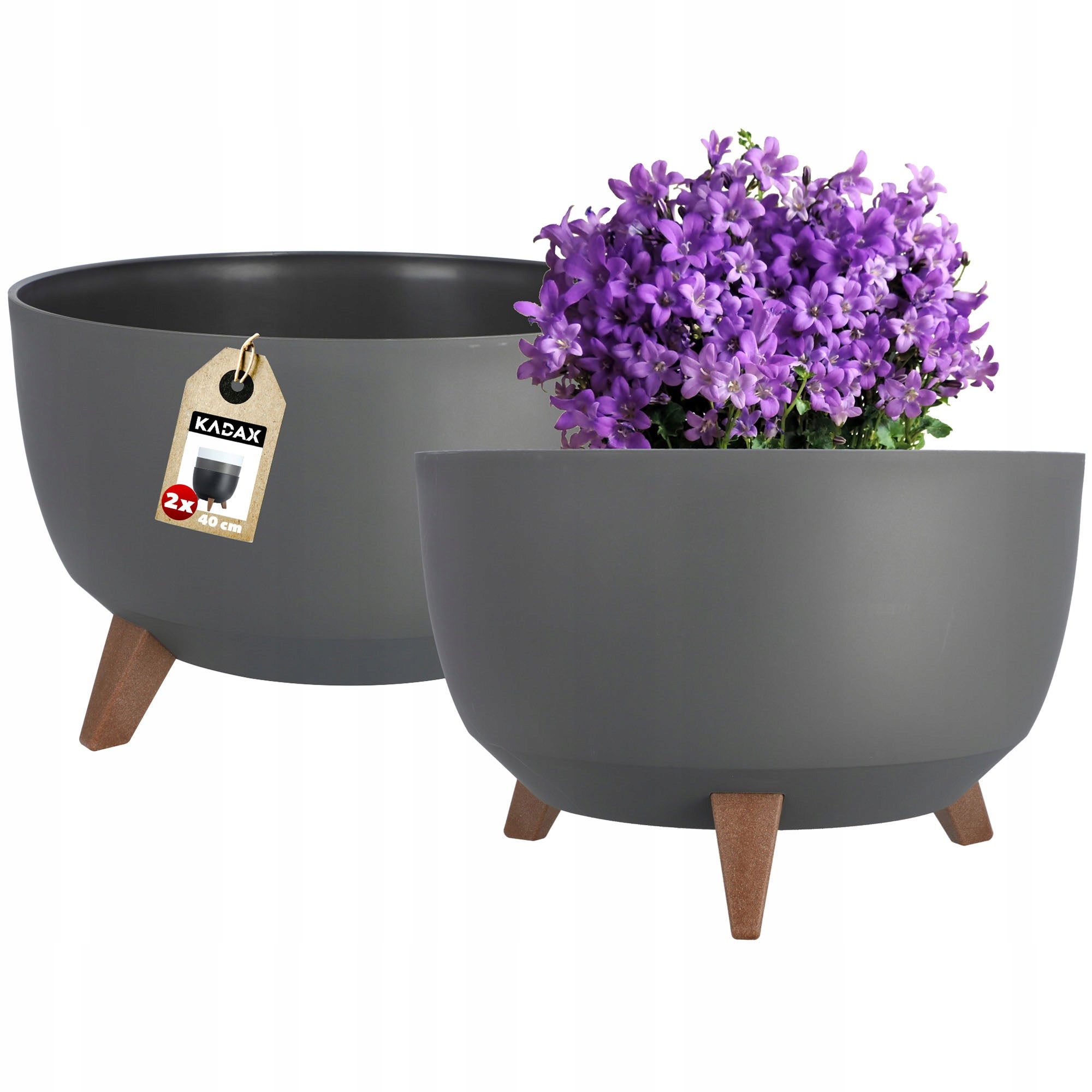 DONICZKA DONICA OSŁONKA NA NÓŻKACH WKŁAD KWIETNIK 40 cm ANTRACYT MISA 2szt