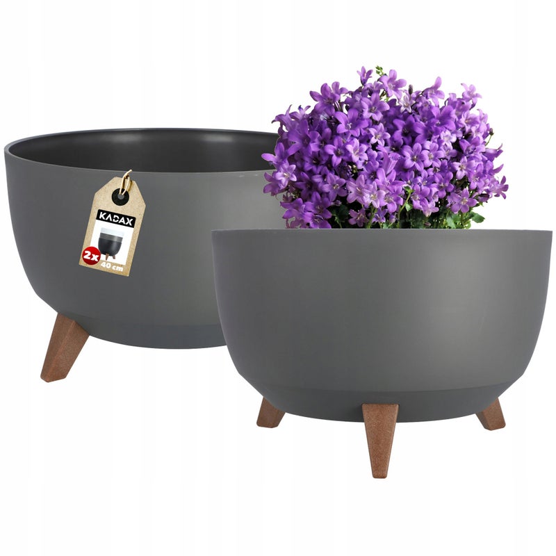 DONICZKA DONICA OSŁONKA NA NÓŻKACH WKŁAD KWIETNIK 40 cm ANTRACYT MISA 2szt