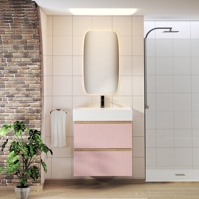 Armoire De Toilette Loki Avec Miroir - Chêne Doré 70x70x17,4 Cm - 2 Compartiments De Rangement - Pour Salle De Bain