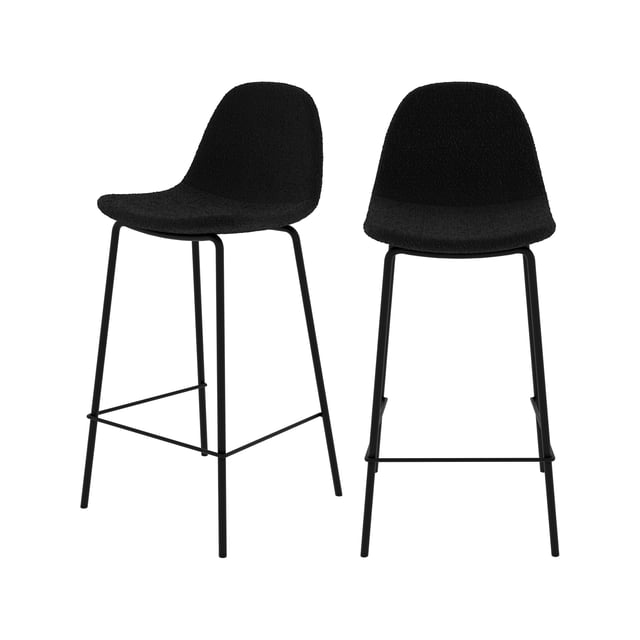 Set di 2 sedie per isola centrale in tessuto nero 65,5 cm - Henrik