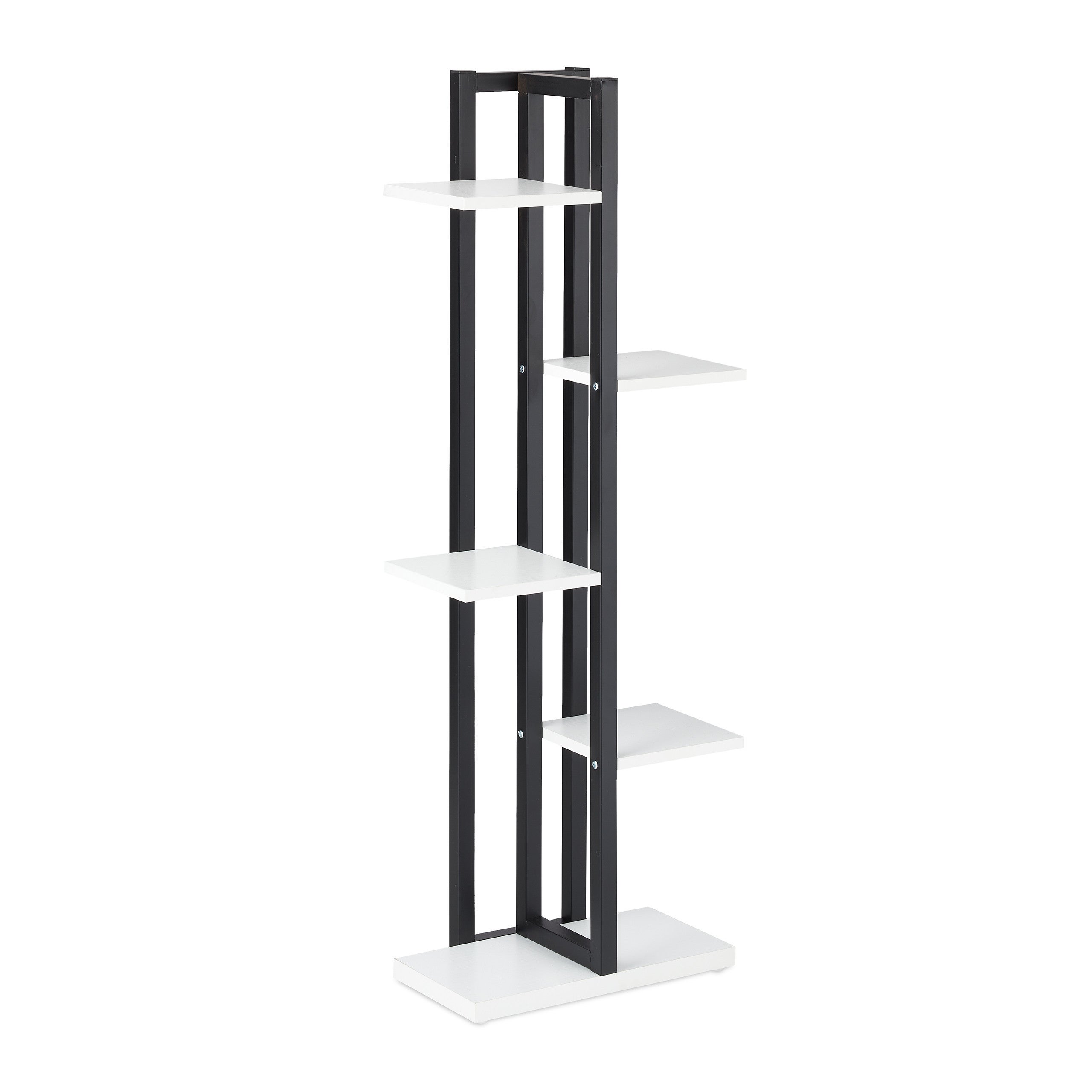Étagère à plantes, escalier fleurs, 5 niveaux, HLP 117 x 43 x 22 cm, acier MDF, support intérieur, blanc, Relaxdays - 9