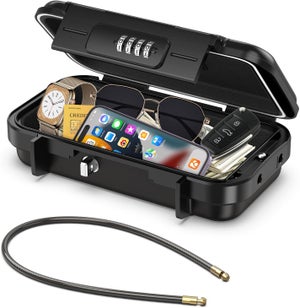 Coffre-Fort Portable,[étanche] Coffre-fort de Sécurité à 4 Chiffres avec Câble Métallique Amovible de 6MM d'épaisseur, pour Protéger les Objets de Valeur en Voyage, à la Plage