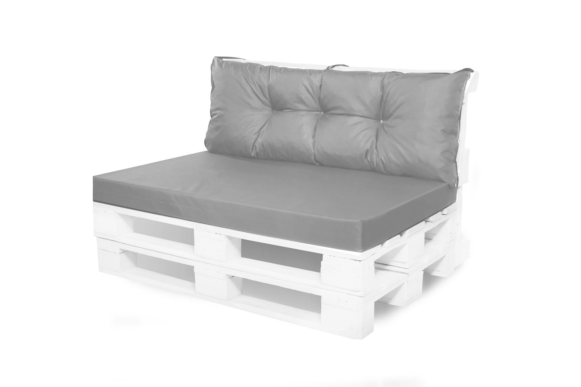 Cojín para palets, asiento 120x50 y respaldo 120x40cm color gris / cojín para sofá palets de jardín, cojín para europalés