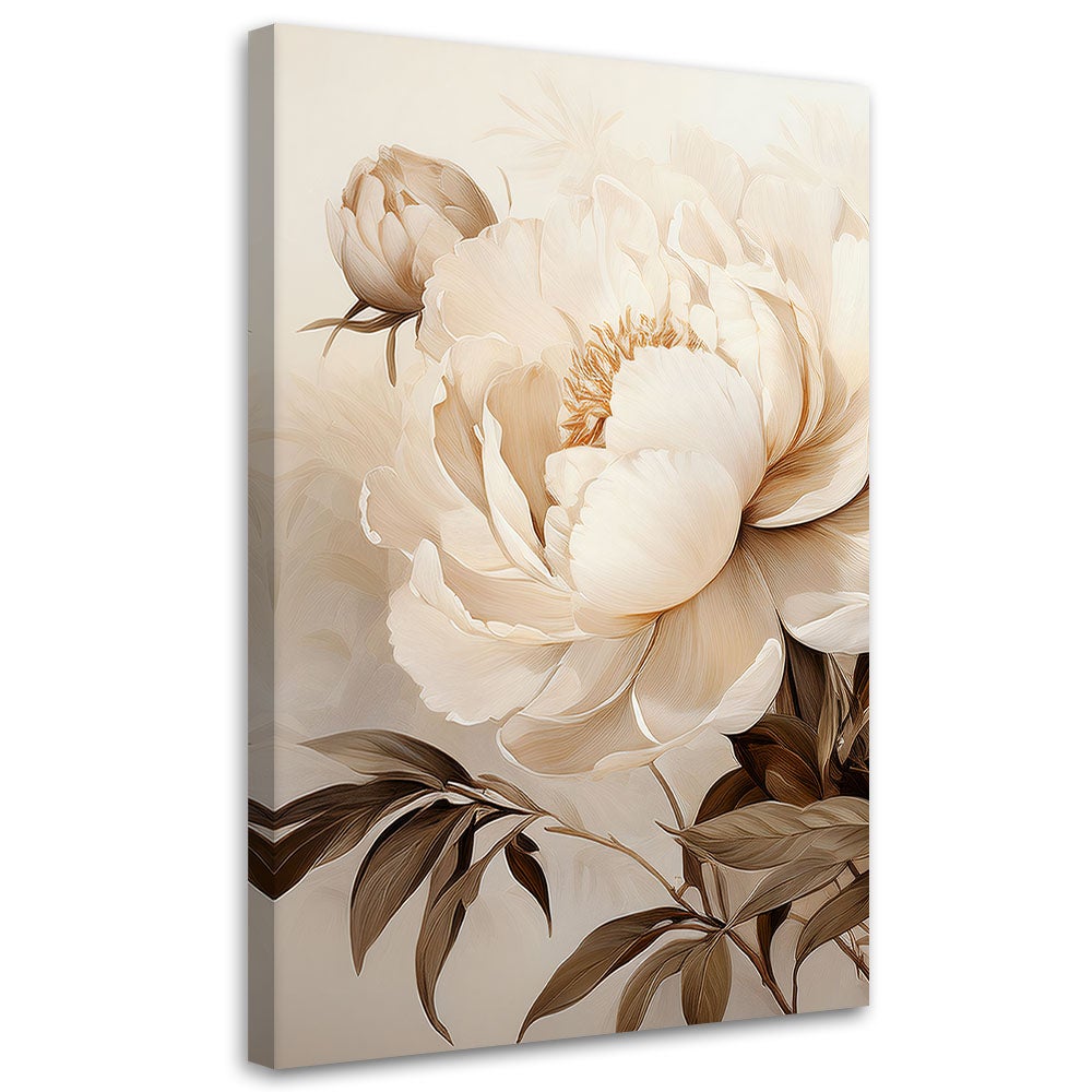 Obraz na płótnie, Piwonie Peonie Kwiaty w Beżu 70x100