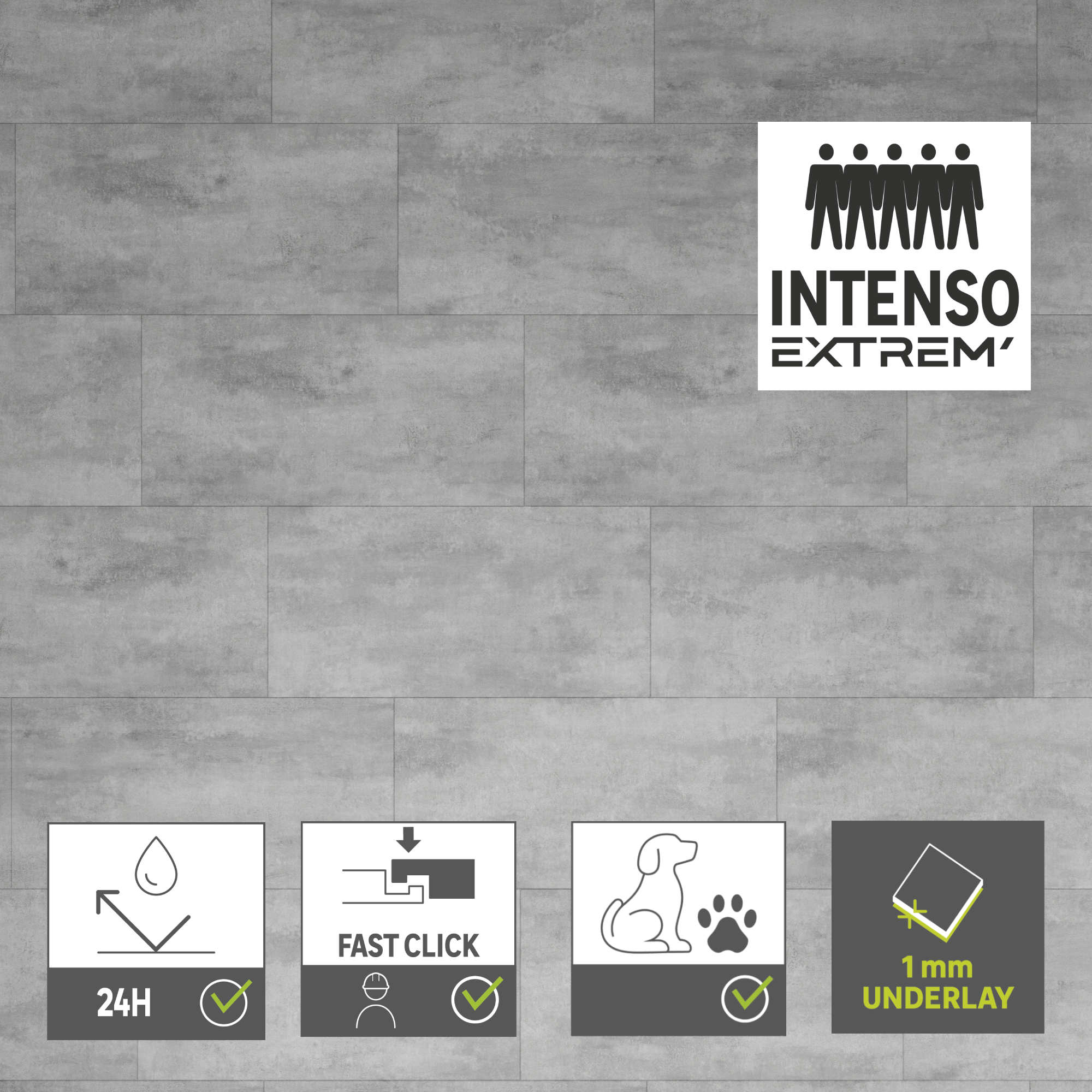 ARTENS - Dalles PVC à clipser Intenso Extrem' avec sous-couche intégrée - Effet béton gris - Epaisseur 5,5 mm - 1,49 m²/ 8 dalles - CORMORAT - 3