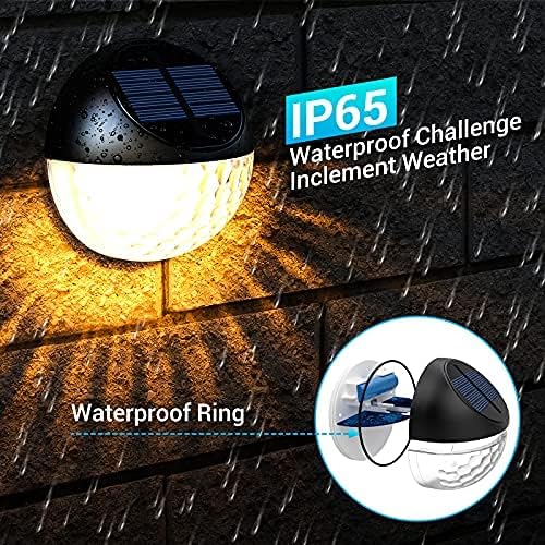 Zestaw 4 lamp solarnych LED do użytku na zewnątrz, wodoodporna lampa ścienna dekoracyjna IP65, ciepłe białe światło, lampa ścienna do - 4