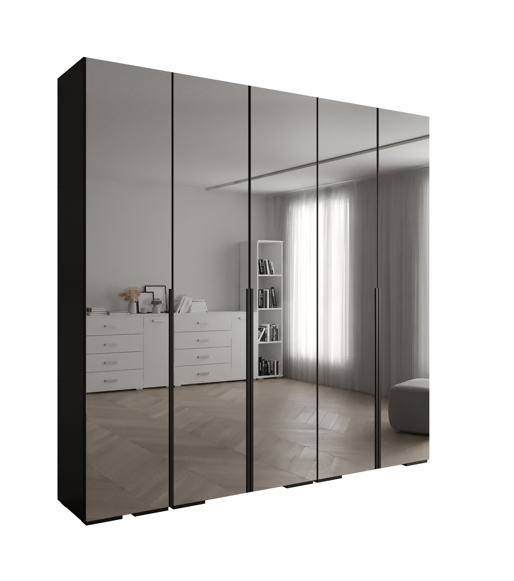 Szafa uchylna z lustrem ubraniowa Inova 1 2,5SZ czarny + u. czarny Abiks Meble