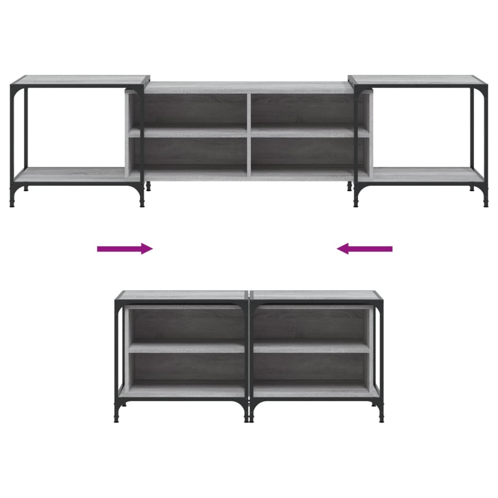 Meuble TV sonoma gris 203x37x50 cm Bois d'ingénierie - COMFORTXL - 6