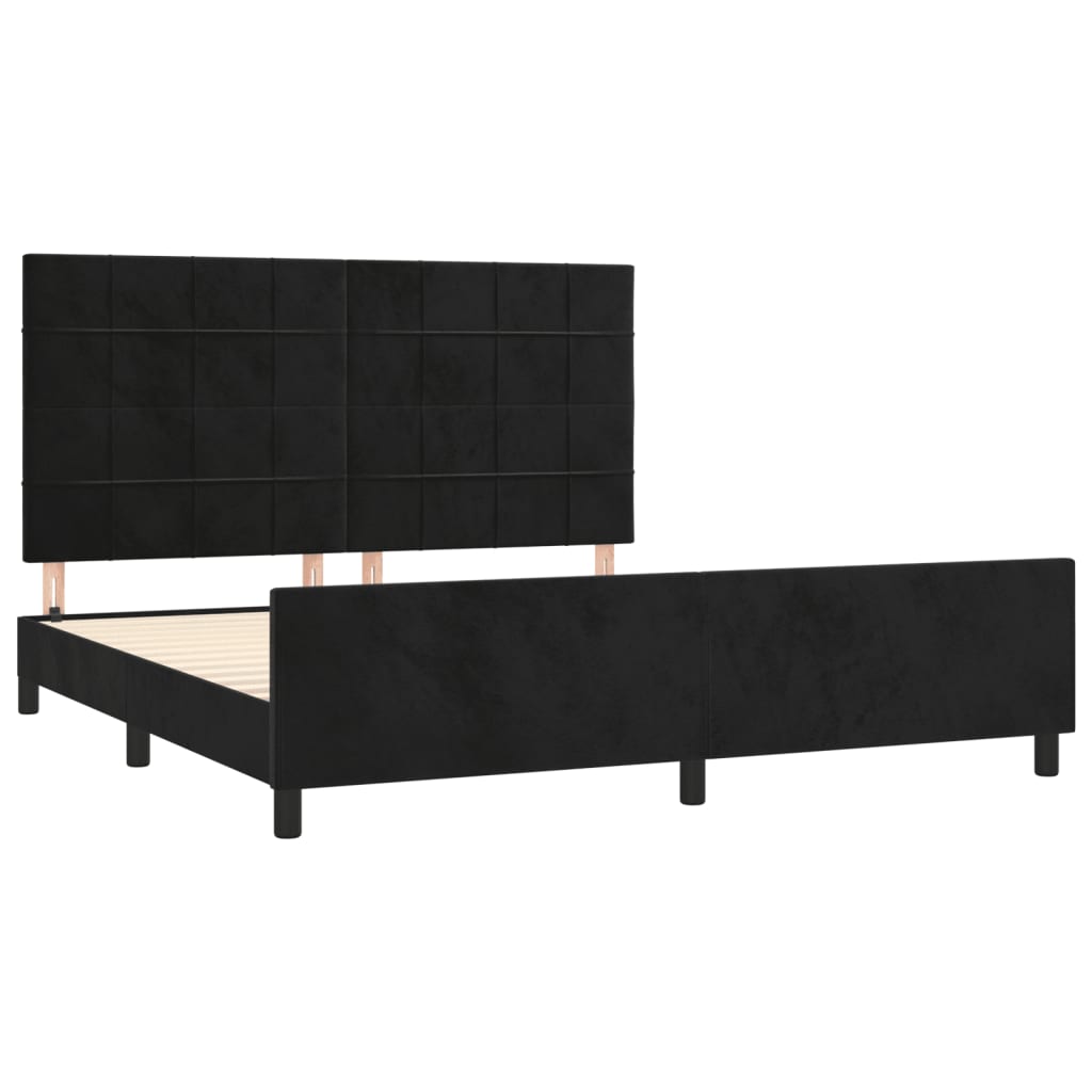 Cadre de lit sans matelas noir velours - 4
