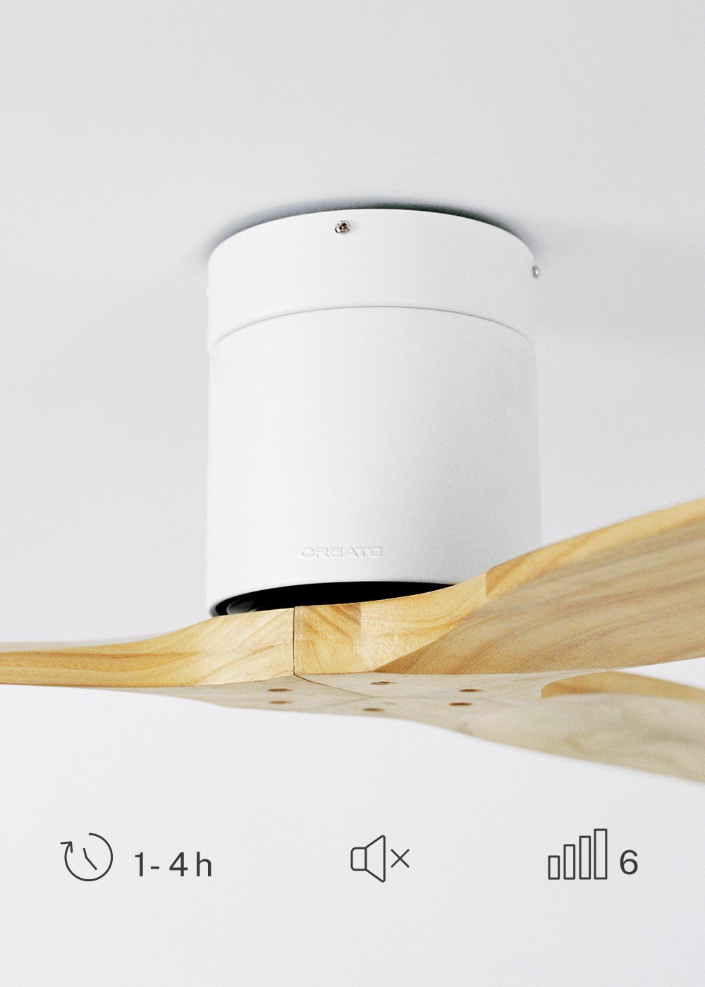 CREATE - WIND CALM M - Ventilateur de plafond silencieux 40W avec pales techniques en ABS Ø132cm sans eclaraige avec wifi - 7
