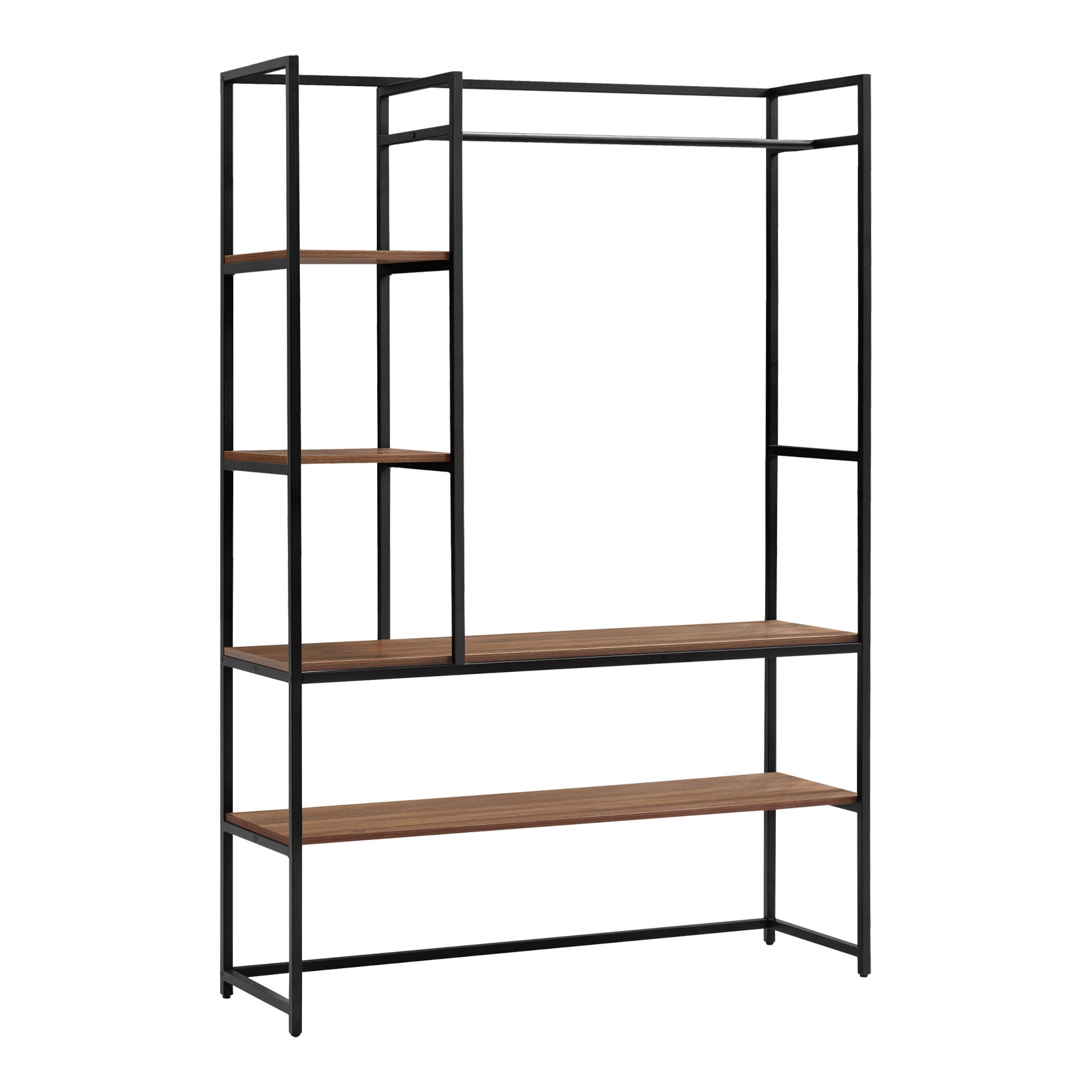 Portant à vêtements Horgau métal MDF 180 x 120 x 40 cm noir effet noyer [en.casa] - 2