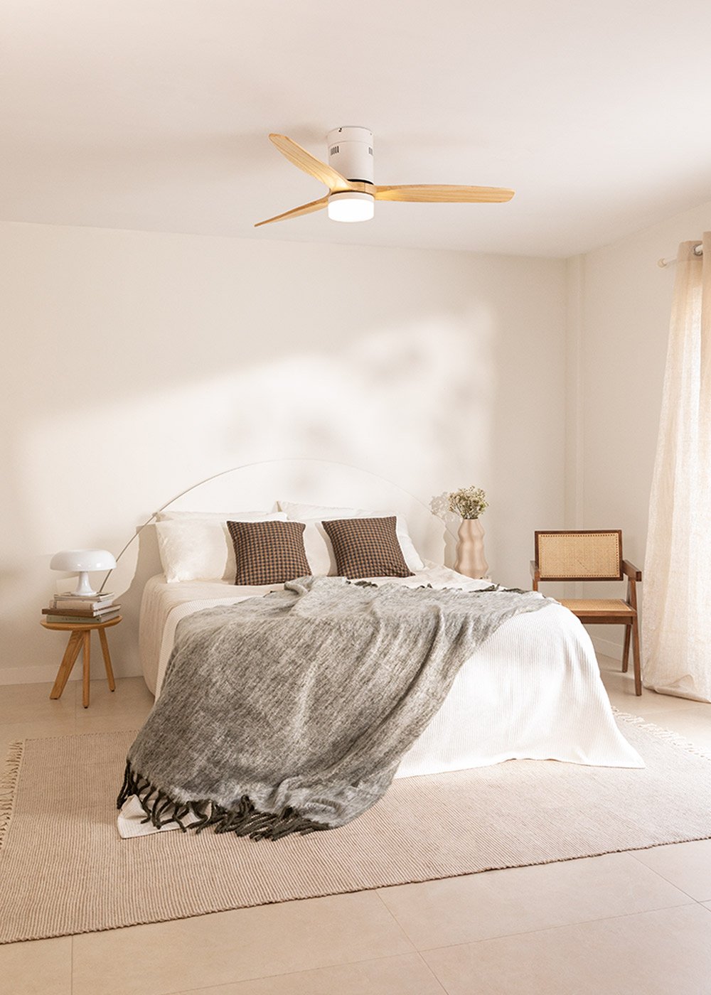 WIND CALM NATURAL WOOD M - Ventoinha de teto 40W silencioso 100% madeira - Com luz - com wifi - 2