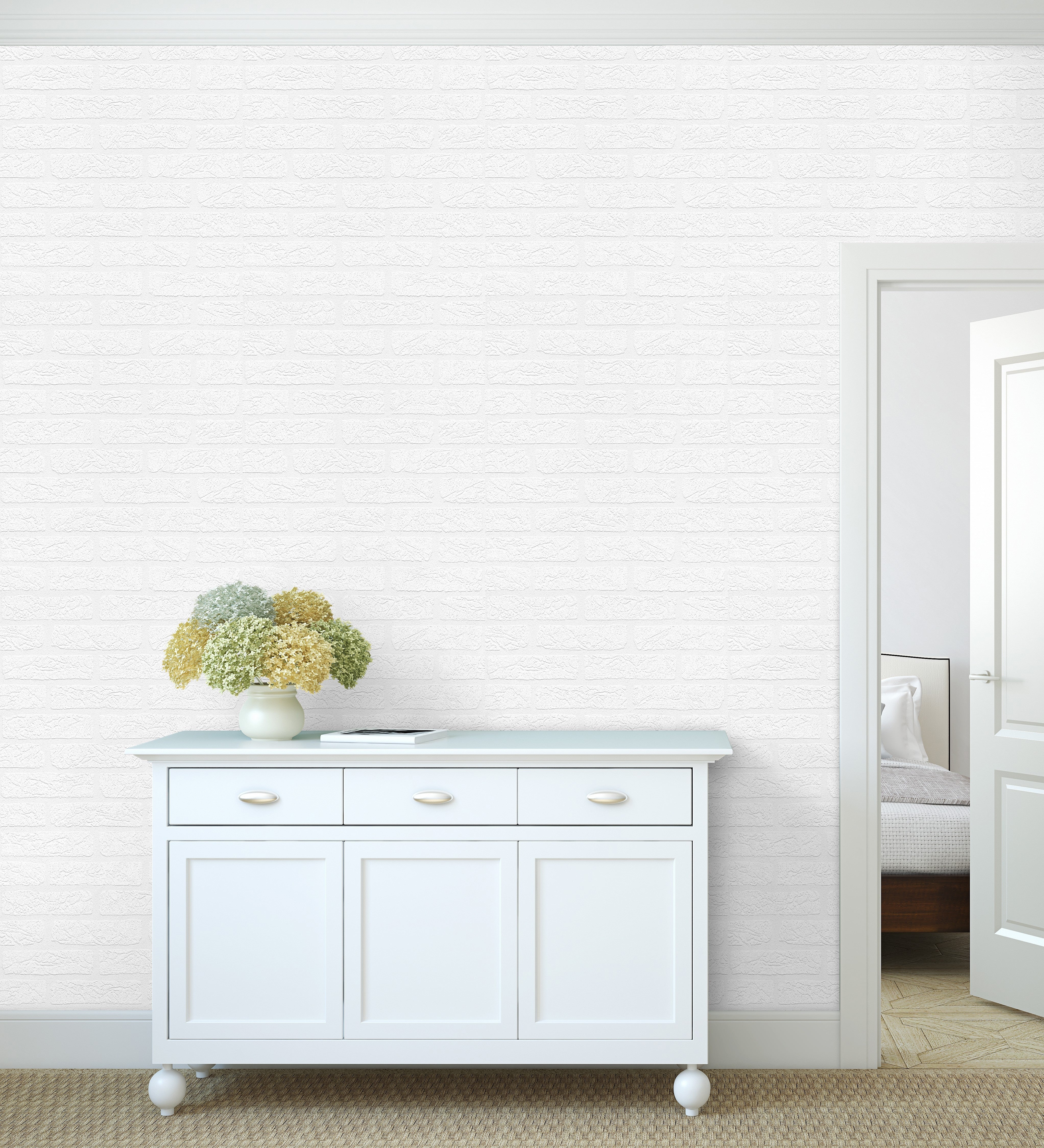 Papel pintado muro de ladrillos blanco 3D repintable alto relieve - Capitol Street 421612 de GAULAN - Rollo de 10 m x 0,53 m - 7